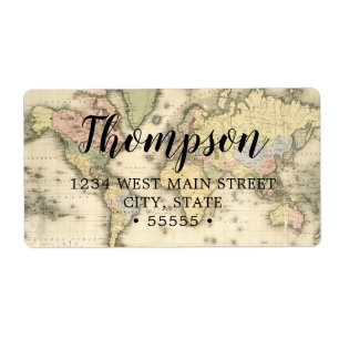 Vintages World Map Return Label
