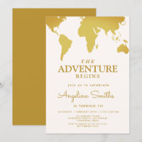 Vintages World Travel Map Adventure Gold Geburtsta