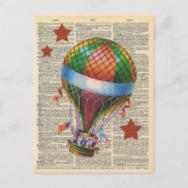 Vintages Wörterbuch Kunst Heißluftballon Circus Postkarte