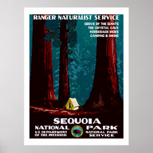 Vintages WPA-Camping im Sequoia-Nationalpark Poste Poster