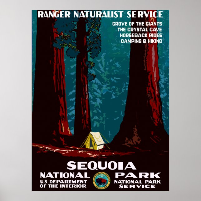 Vintages WPA-Camping im Sequoia-Nationalpark Poster (Vorne)