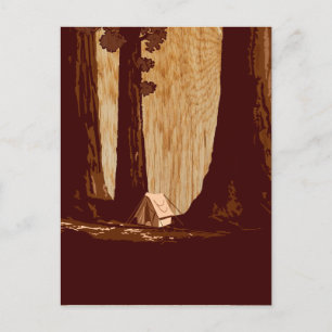 Vintages WPA-Camping im Sequoia-Nationalpark Postkarte