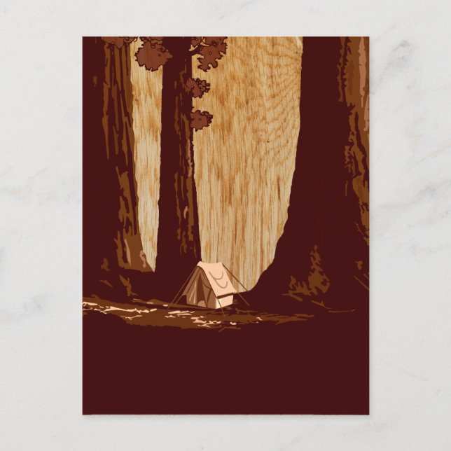 Vintages WPA-Camping im Sequoia-Nationalpark Postkarte (Vorderseite)
