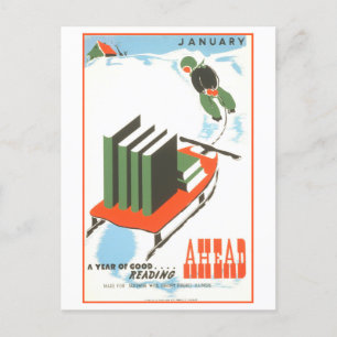 Vintages WPA Library Poster Januar Reading Postkarte
