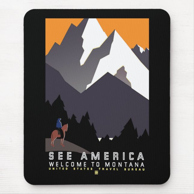 "Vintages WPA Montana Plakat " Mousepad (Vorne)