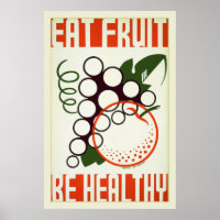 Vintages WPA-Plakat, gesundes Essen, Obst essen