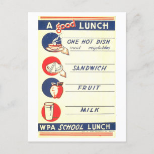 Vintages WPA Poster "A Good Lunch" Ernährung Postkarte