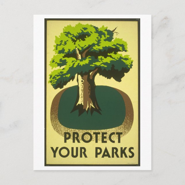 Vintages WPA-Poster "Protect Your Parks" Postkarte (Vorderseite)