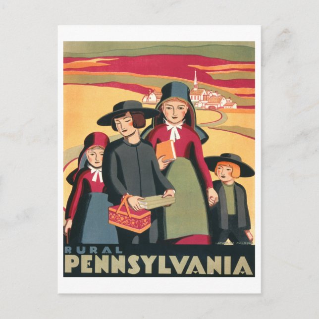 Vintages WPA-Reiseplakat Pennsylvania Postkarte (Vorderseite)