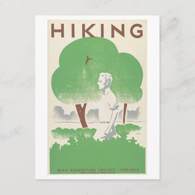 Vintages WPA-Wander-Poster Postkarte (Vorderseite)