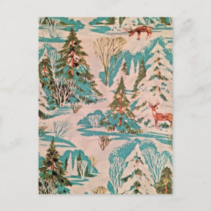 Vintages Wrapping Paper Design Dee in Snow Postkarte