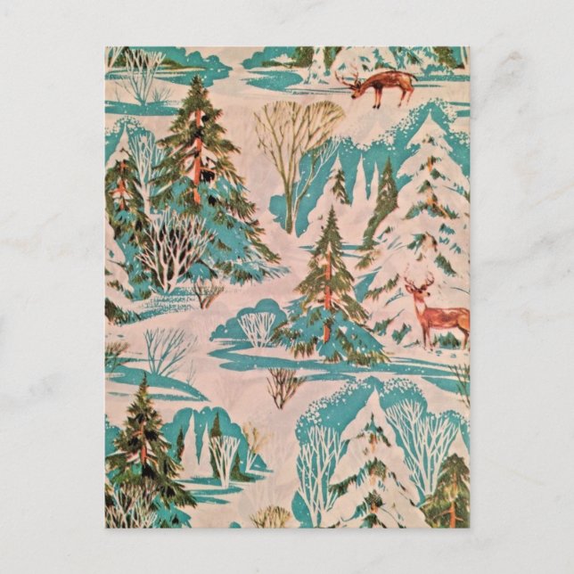 Vintages Wrapping Paper Design Dee in Snow Postkarte (Vorderseite)