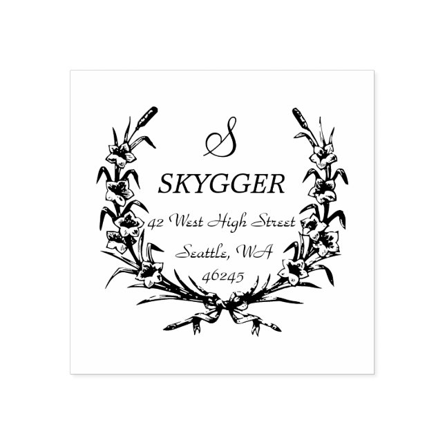 Vintages Wreath Monogramm Gummistempel (Prägung)