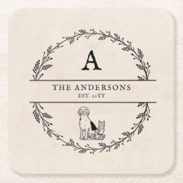 Vintages Wreath New Personalisiert Gift Monogram Rechteckiger Pappuntersetzer
