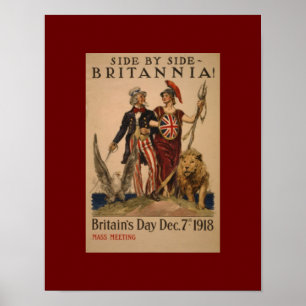 Vintages WW1 nebeneinander Brittania Poster