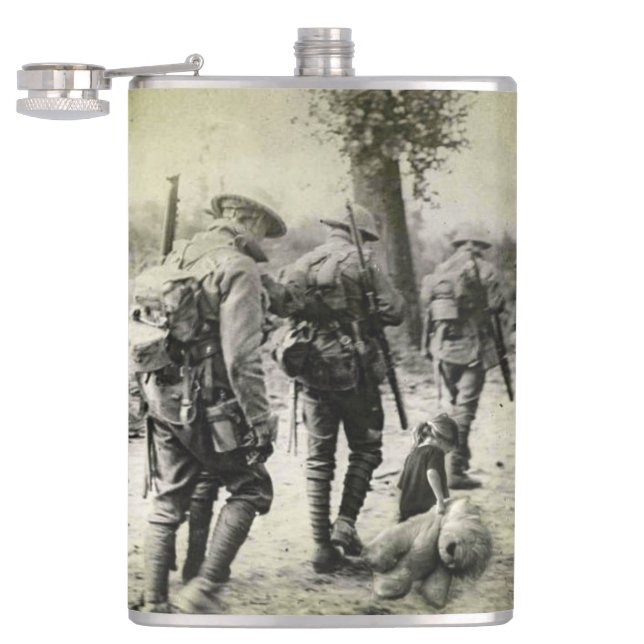 Vintages WWI-Foto 8oz Flask Flachmann (Geöffnet)