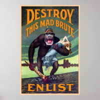 Vintages WWI-Poster - Zerstöre diesen Mad Brute