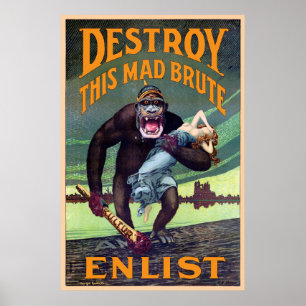 Vintages WWI-Poster - Zerstöre diesen Mad Brute Poster