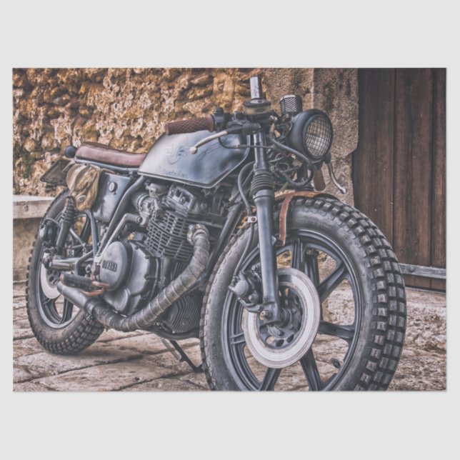 Vintages Yamaha-Motorrad-Dekoupage Seidenpapier (Vorderseite)