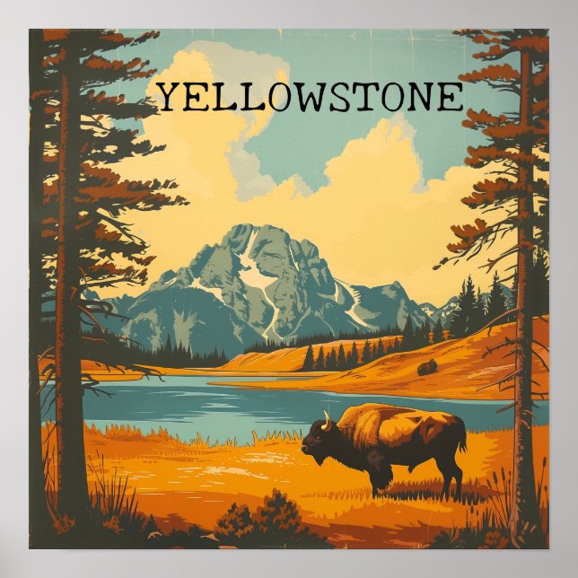Vintages Yellowstone Nationalpark Travel Poster (Vorne)