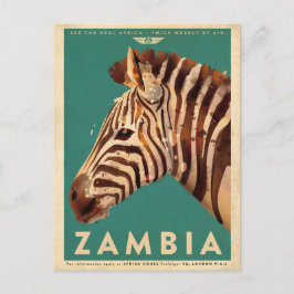 Vintages Zambia Zebra Travel Postkarte