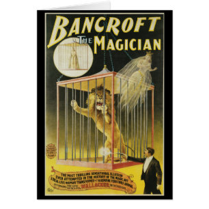 Vintages Zauberposter, Magician Bancroft und Löwe