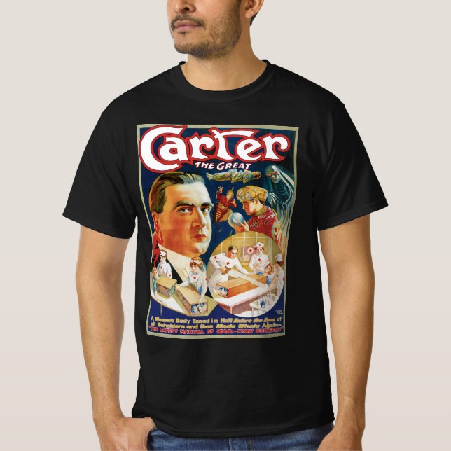 Vintages Zauberposter, Magier Carter the Great T-Shirt (Vorderseite)