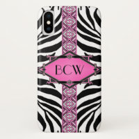 Vintages Zebra Art Deco Rosa Diamond Monogram