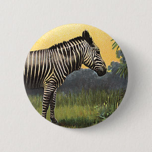 Vintages Zebra in der afrikanischen Savannah, Wild Button
