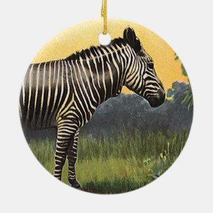 Vintages Zebra in der afrikanischen Savannah, Wild Keramik Ornament