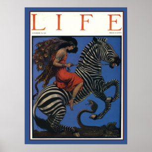 Vintages Zebra mit Art Nouveau Rider Poster