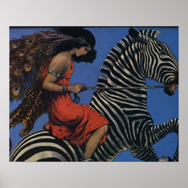 Vintages Zebra mit Art Nouveau Rider Poster (Vorne)