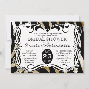 Vintages Zebra Print Brautparty Einladung