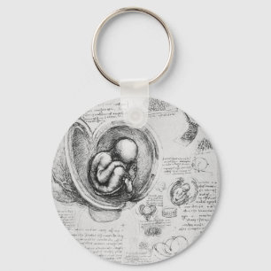 Vintages zeichn eines Fötus in der Gebärmutter 1 Schlüsselanhänger