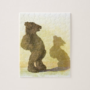 Vintages Zeichn: Teddy Bear und sein Schatten Puzzle