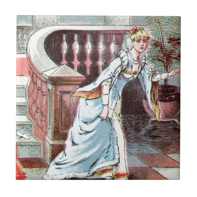 Vintages Zeichnen: Aschenputtel und der Fliese (Vorderseite)
