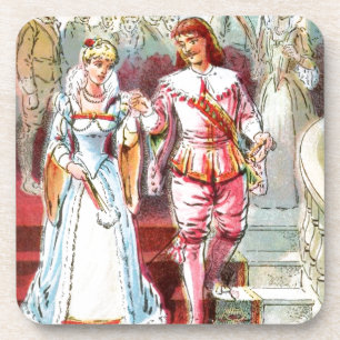 Vintages Zeichnen: Aschenputtel und der Prinz Untersetzer
