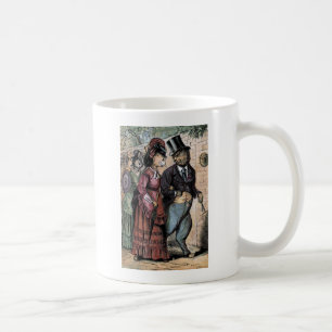 Vintages Zeichnen: Ein Katzen-Paar Tasse