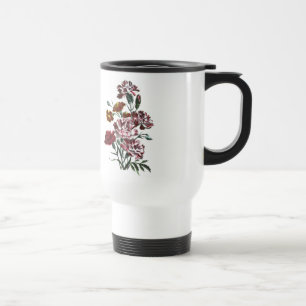 Vintages Zeichnen: Flämische rosa Blumen Reisebecher
