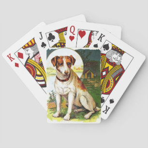 Vintages Zeichnen: Jack-Russel-Terrier Spielkarten