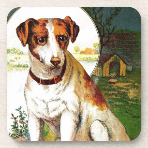 Vintages Zeichnen: Jack-Russel-Terrier Untersetzer