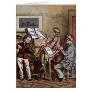 Vintages Zeichnen: Kinder in der Musik-Klasse