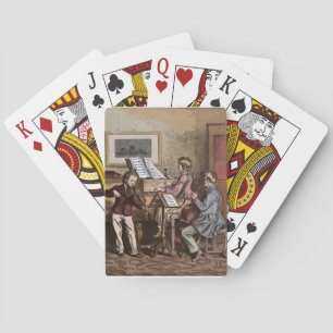 Vintages Zeichnen: Kinder in der Musik-Klasse Spielkarten