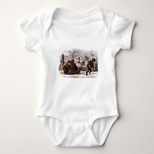 Vintages Zeichnen: Schlitten im Schnee Baby Strampler