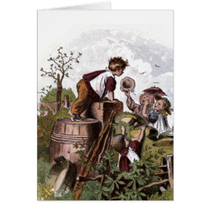 Vintages Zeichnen:  Spielen der Kinder