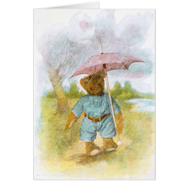 Vintages Zeichnen: Teddybär im Regen (Vorne)