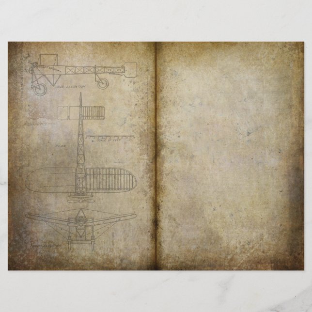 Vintages Zeitschriftenpapier für alte Luftfahrzeug (Vorderseite)