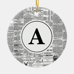 Vintages Zeitungsmonogramm Keramik Ornament