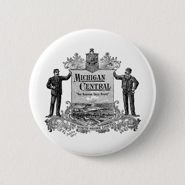VINTAGES ZENTRALES EISENBAHN-LOGO MICHIGANS BUTTON (Vorderseite)