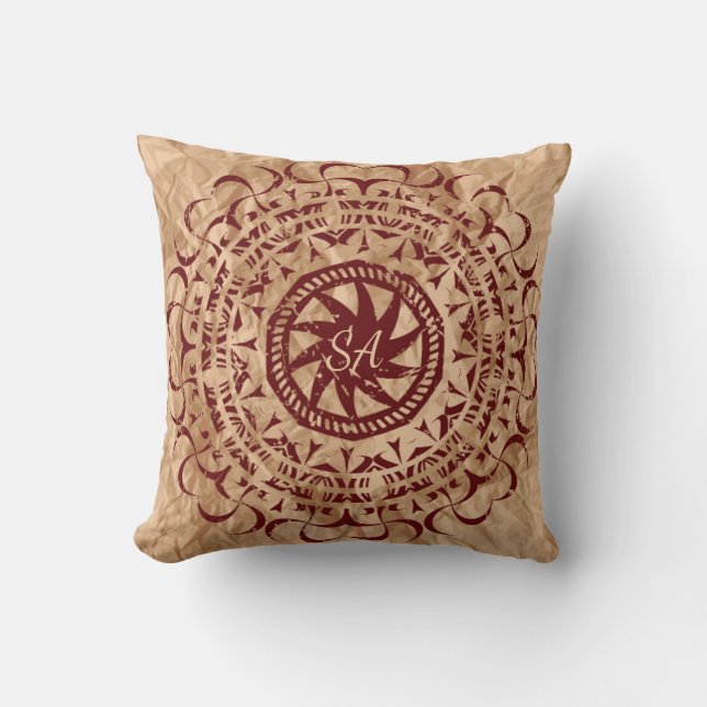 Vintages zerkleinertes Papier, Mit Monogramm Kissen (Vorderseite)